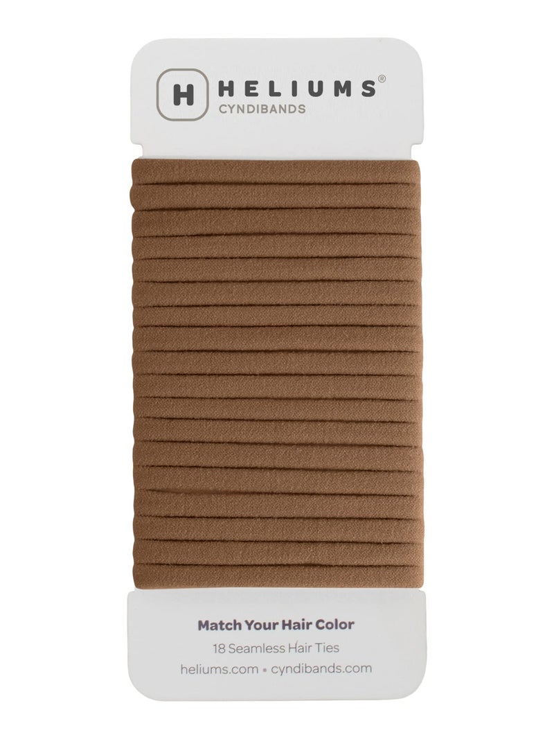Heliums Thin Seamless Hair Ties - Light Brown - 6mm Nylon No Damage Ponytail Holders, 1.75 Inch, Medium Hold for Thin to Normal Hair - 18 Pack - Image 1